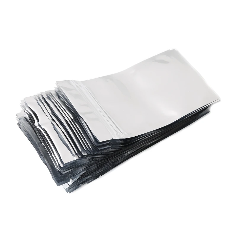 

50 Pcs 8.5x14cm Silver Aluminum Foil Mylar Recloeable Bag Front Clear Leak Proof Drop ship