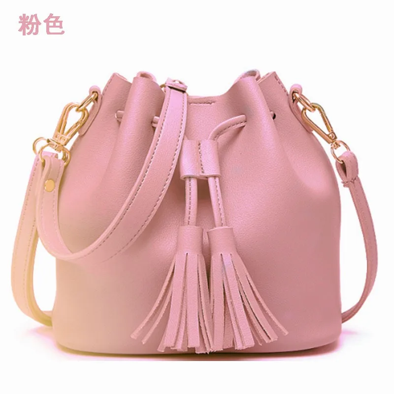 Women Shoulder Bag New Fashion Versatile Korean Version Solid Color PU Bucket Simple Shoulder Bag Women Bag Small Bag