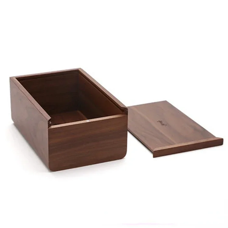 1PC Nordic Handmade Wooden Tissue Box Black Walnut Wood Tissue Box Rectangular Paper Drawer