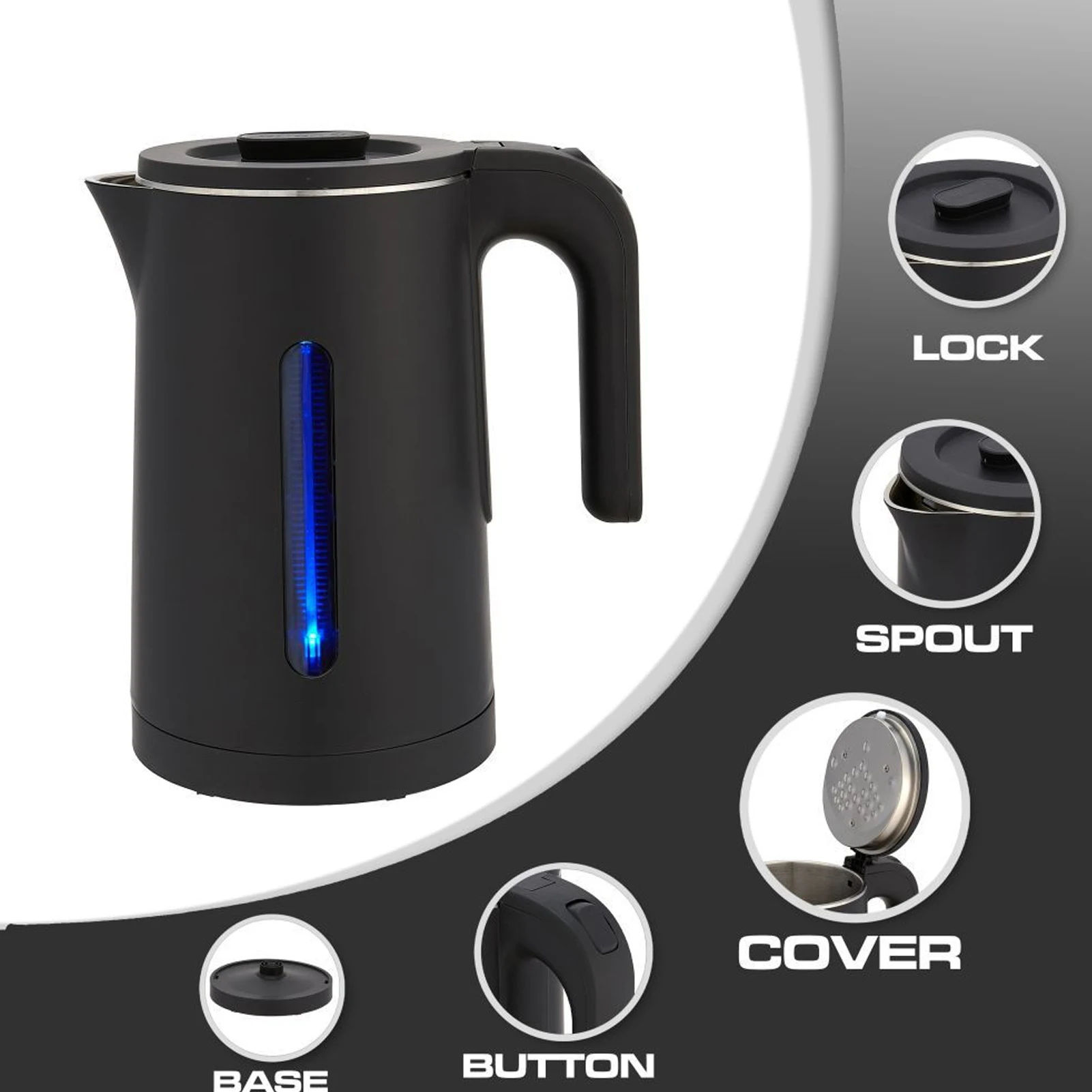 Stainless Steel Electric Kettle Double Layers 2000W 2L Auto Off Free From BPA Hot Water Kettle for Home 220V