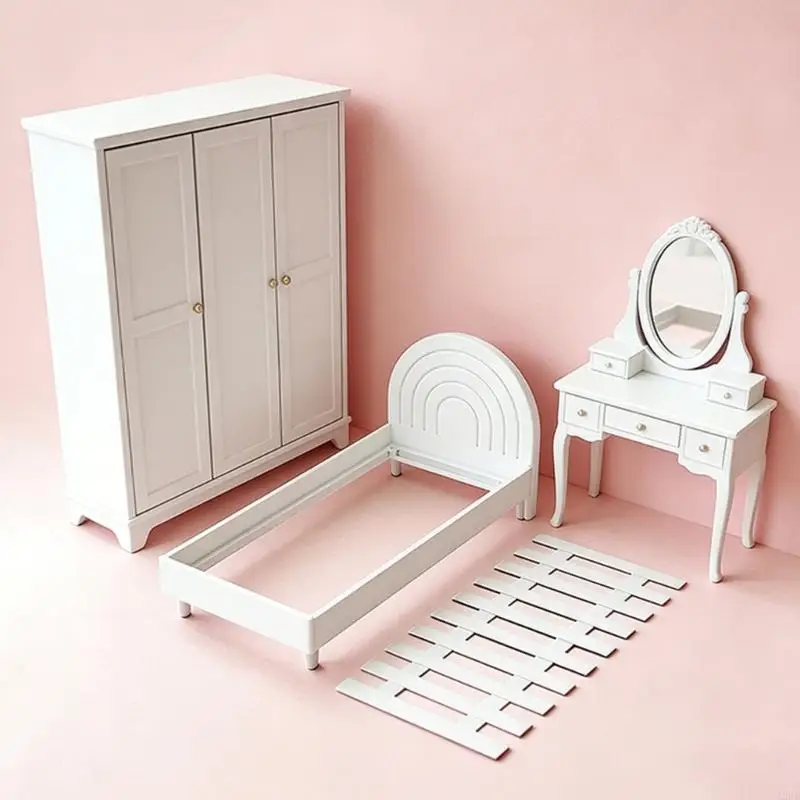 

Имитация мебели, модель кровати, каркас кровати для украшения миниатюрного кукольного дома с реалистичными деталями и простой