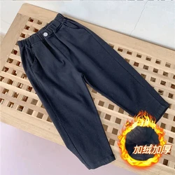 Winter boys and girls fleece thickened pants spring and autumn children's thick pants new girl baby cotton trousers