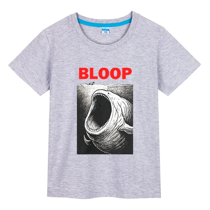 Bloop monster SCP t-shirt for Children Jaws 80s movie parody shirt Child gift Boy Girl Short Sleeve Cotton T-shirt Tops 3-12Y