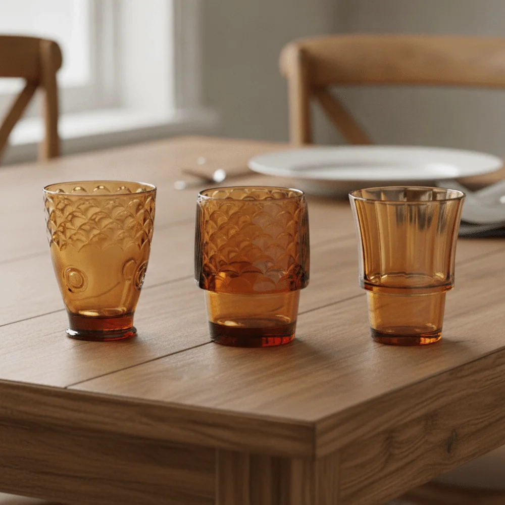 Exquisite Vintage Relief Koi Fish-shaped Water Cup Transparent Stacking Glass Drinking Cup Thickened Beverage Glass Gift