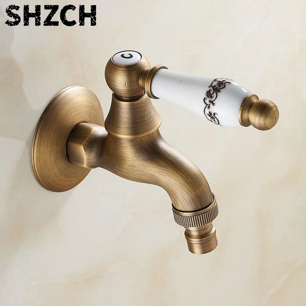 Garden Retro Style Black Antique Brass Finish Washing Machine Faucet Bibcocks Cold Water Tap Nav132