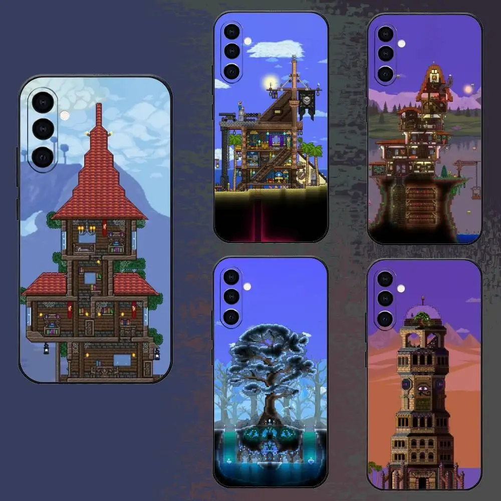 

Creative T-Terraria House Print Phone Case For Samsung Galaxy A73,A72,A71,A70,A52,A51 Others Soft Black Cover