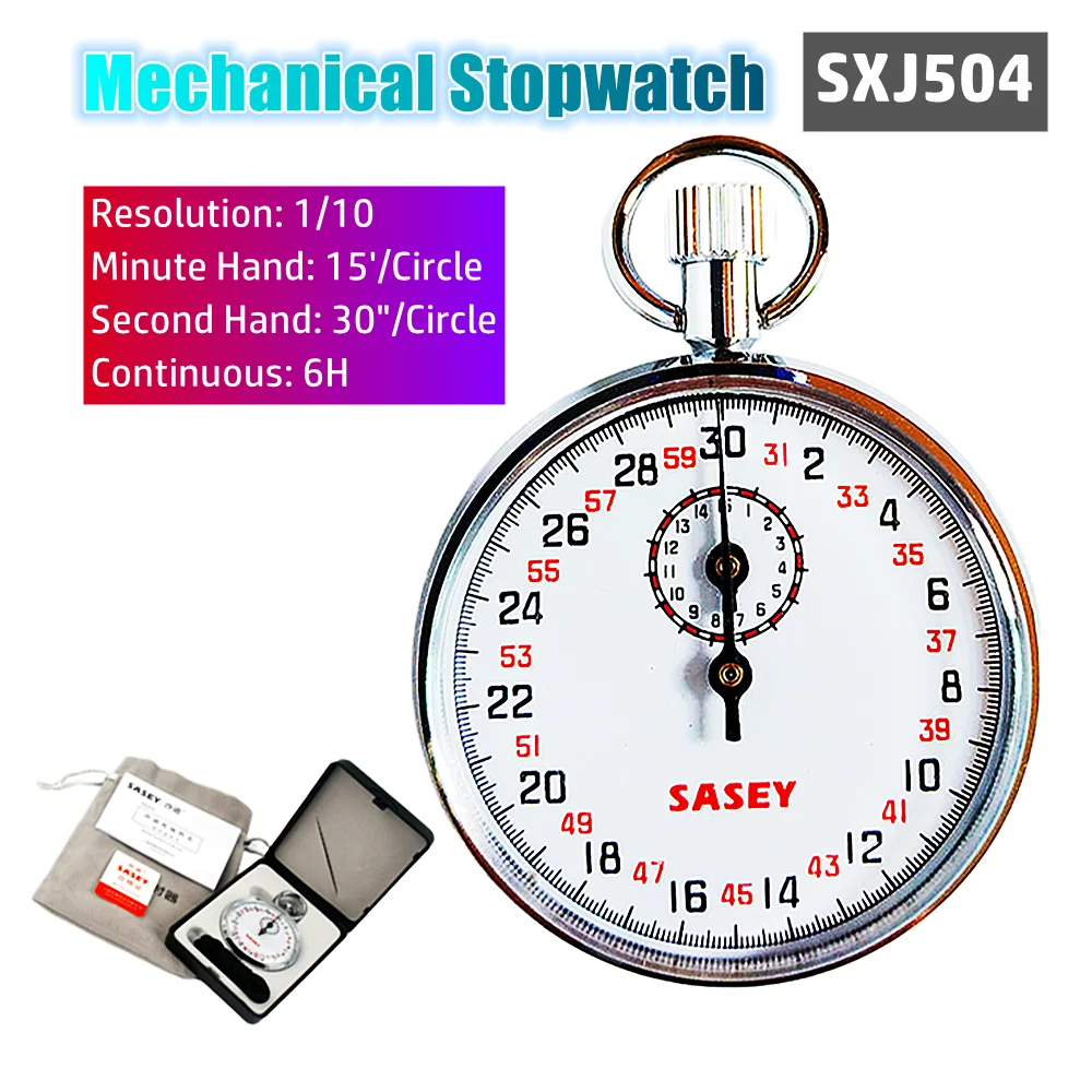 SXJ504 Classic Stainless Steel Mechanical Stopwatch Professional Sports Chronograph Running Timer Handheld Stop Watch With Case