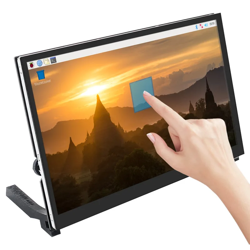For Raspberry Pi 10.1 Inch Display Capacitive Touch Screen with Built-in Speaker Brightness Adjustment Compatible 4B 3B