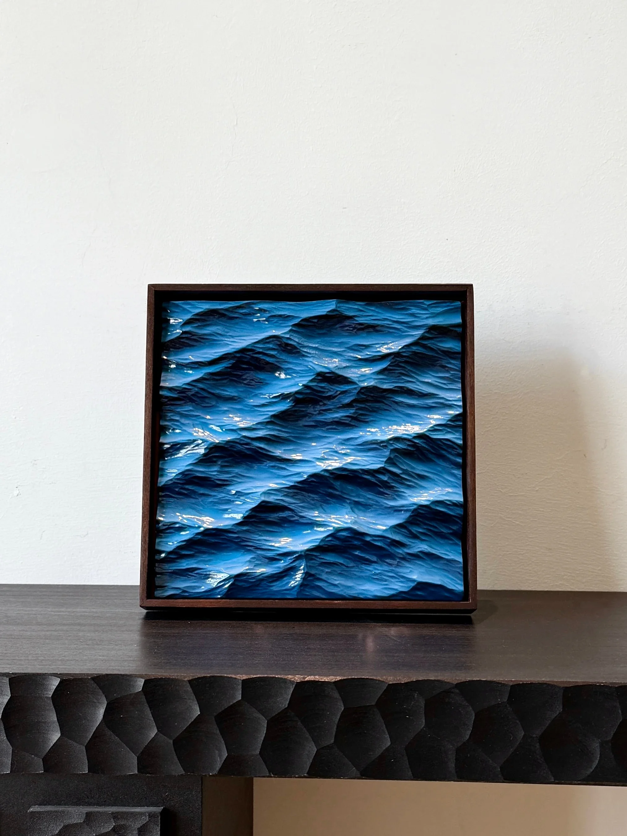 Blue wave plaster ornament wall study office desktop decoration gift