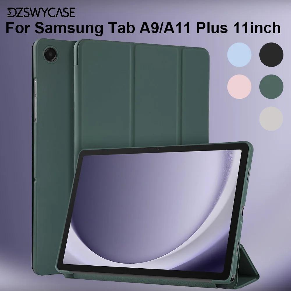 

Silicone Case for Samsung Tab A9/A11 Plus 11 inch, Trifold Stand, Ultra Thin Protection PU Leather Cover, With Auto Sleep/Wake