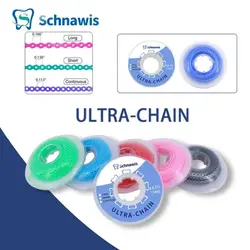 Dental Orthodontic Elastic Power Chain Colored Rubber Band 15feet/Spool Long Short Continuous Power Chain for Brackets Braces