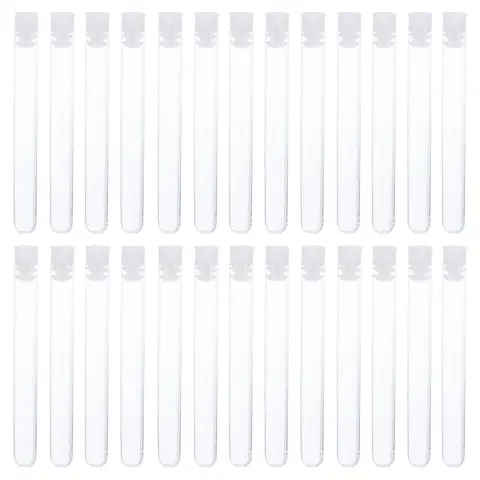 Bilashmart 100Pcs Sample Containers 12x105mm Transparent Laboratory Clear Plastic Test Tubes Vials With Push Caps School