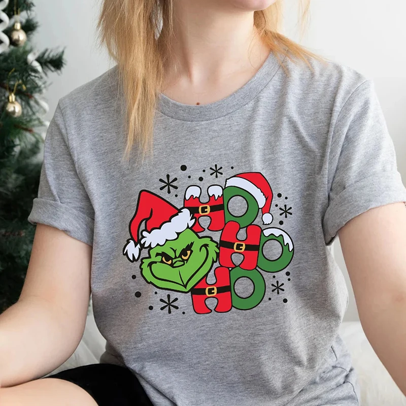 

2023 New Years Merry Christmas Festival Womens T Shirts Cotton O Neck Graphic Tee Green Red Colour Tshirt Unisex Tops