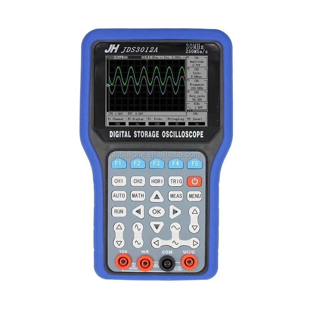 Handheld Digital Storage Oscilloscope 30MHz JHJDS3012A 2 Channels 250MS/s Sample Rate Osciloscopio