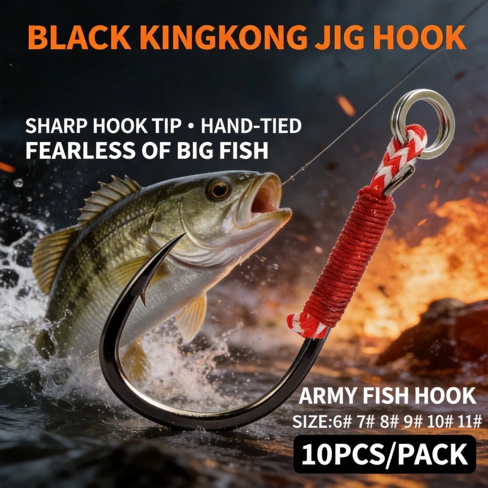 

10pcs Iron Plate Hooks Hand Tied Fishing Hooks Lure Single With Barbs Rust Proof Iseni Fishing Hooks Bulk For Bass Fishing