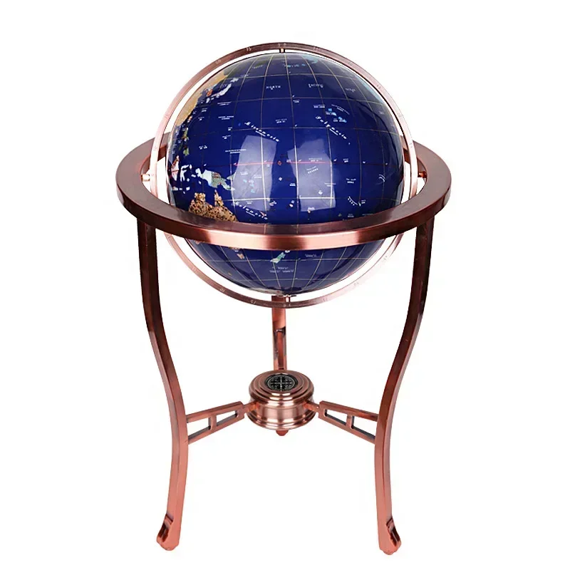 Soporte de globo de Metal Hexa Heave, suelo giratorio, recursos de enseñanza, geografía, globo terráqueo de piedras preciosas grandes para decoración del hogar