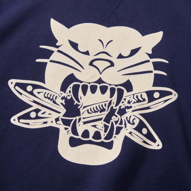 OKONWKO_Military style shuttle bomber leopard American retro terry heavy thick round neck pullover sweatshirt