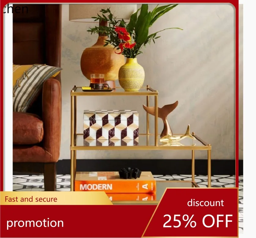 

HXL Minimalist Coffee Table Stainless Steel Titanium Corner Table Simple Bedside Table