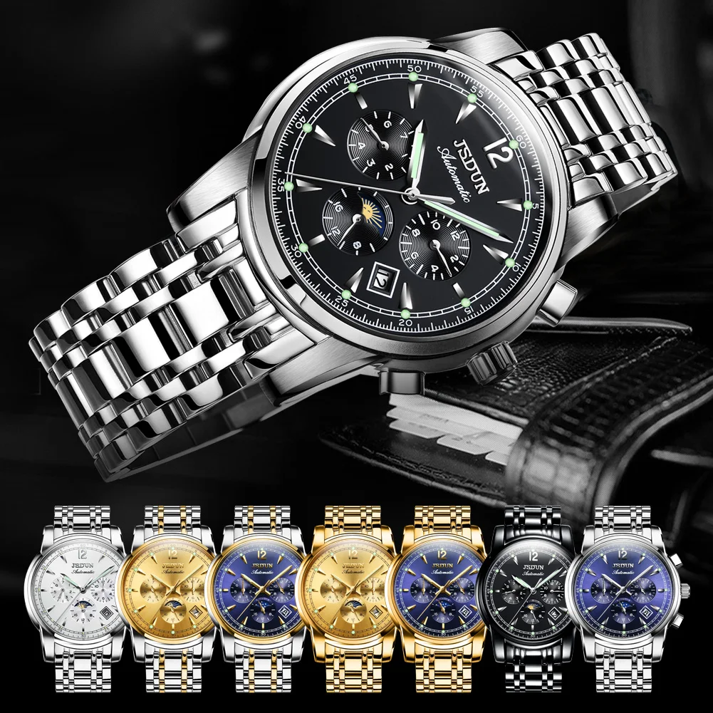 JSDUN New High Quality Wrist Watch Men Best Selling Multifunction Automatic Mechanical Men Watch Original Fashion Watch for Men