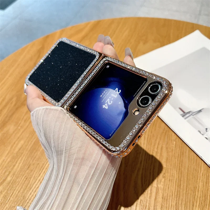 Полностью Алмазный чехол для телефона Samsung Galaxy Z Flip 6 5, защитная задняя крышка для ZFlip5 ZFlip6, чехол