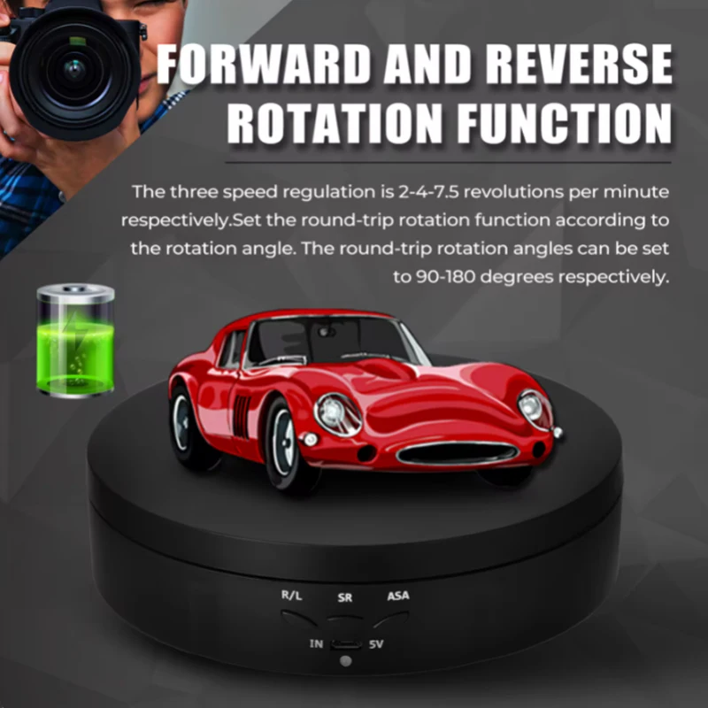 Electric rotating display stand mirror 360 degree turntable jewelry stand battery photography video shooting props 145mm