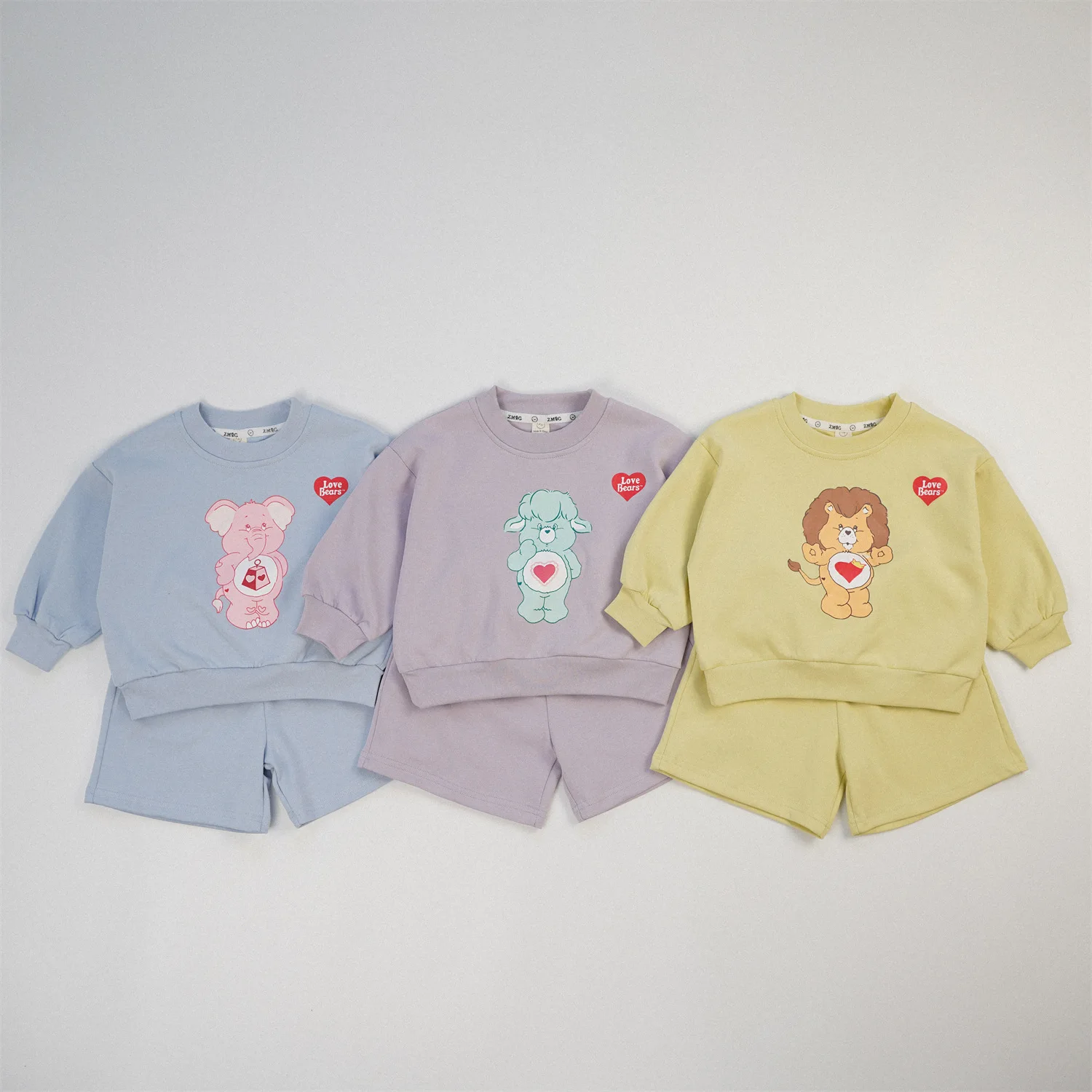 2024 Autumn New Children Long Sleeve Clothes Set Boys Girls Cartoon Print Sweatshirt + Shorts 2pcs Suit Kids Casual Outfits