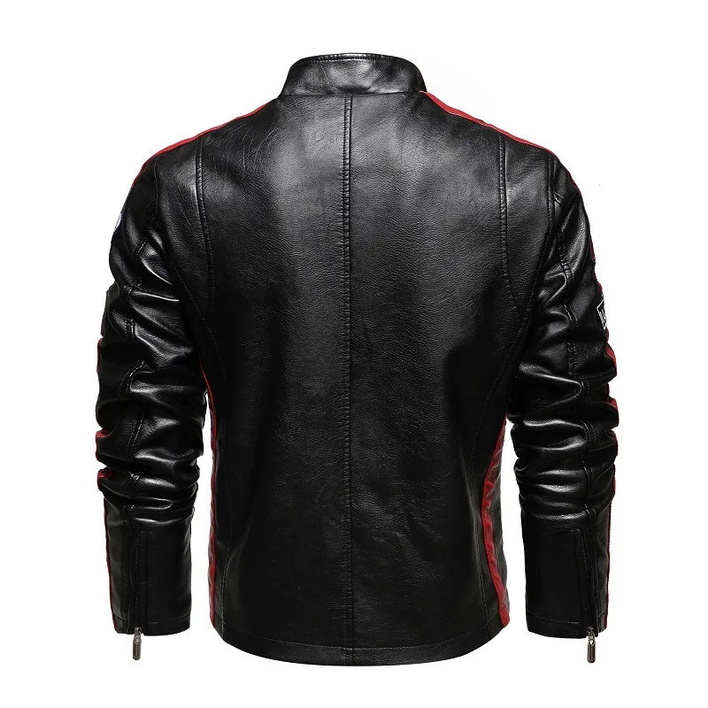 MaiDangDi Men's European Size Men's Leather Clothing Casual Washed Motorcycle PU Leather Jacket Flight Motorcycle Jacket