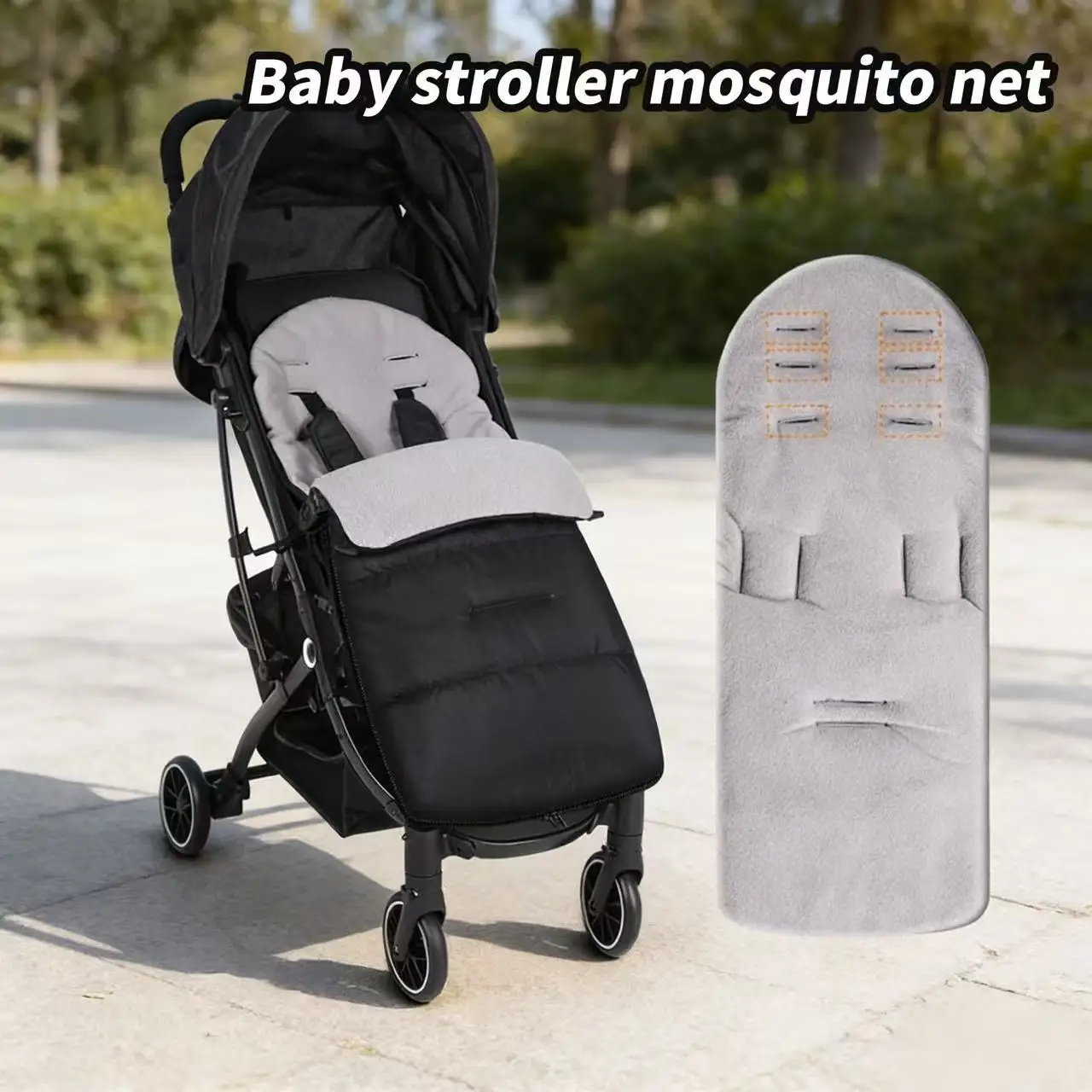 

1 Piece, Thickened Baby Stroller Windproof Sleeping Bag, Upgraded Zipper Version That Allows Feet to Be Exposed, Soft Polyester Fleece Stroller Pad, Windproof and Cold-Proof for Outdoor Use