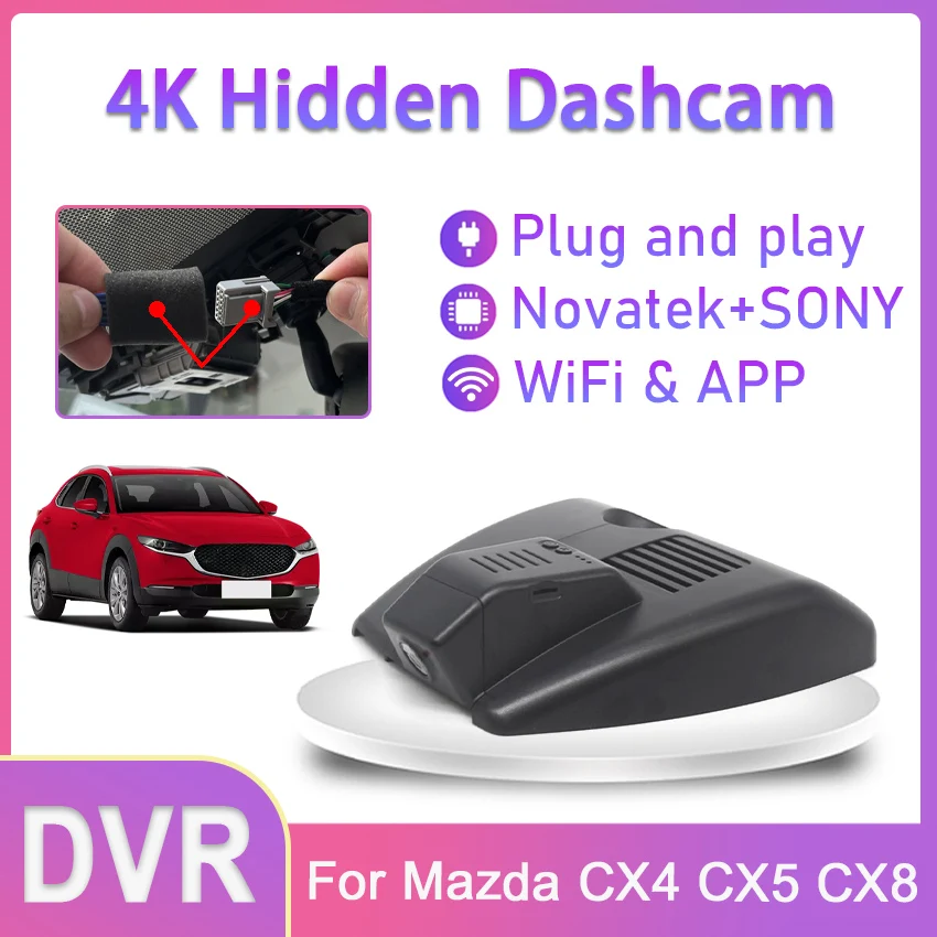 

Hidden Car DVR 4K Dash Cam Video Recorder Original For Mazda CX4 CX5 CX8 CX-4 CX-5 CX-8 2018 2019 2020 2021 2022 Car Accessories