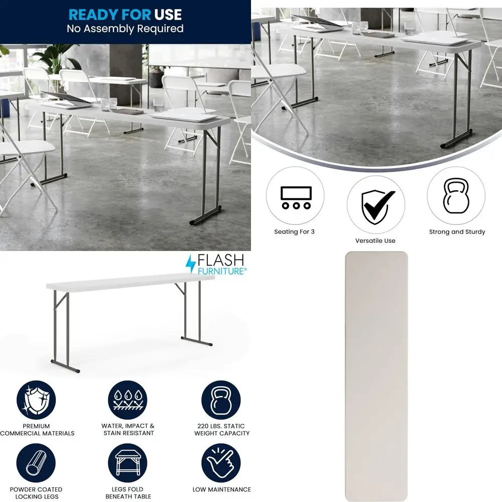 

6-Foot White Plastic Folding Table for Indoor and Outdoor Events