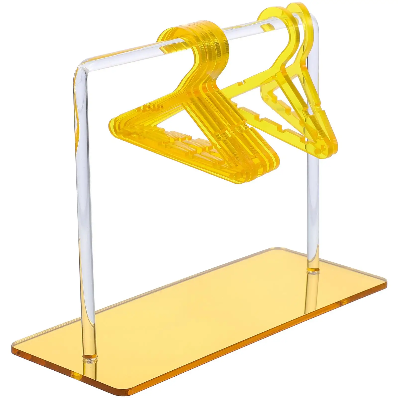 Clothes Hanger Shape Jewelry Display Rack Golden Color Acrylic Material Earring Holder Stand Desktop Organizer Necklace Storage