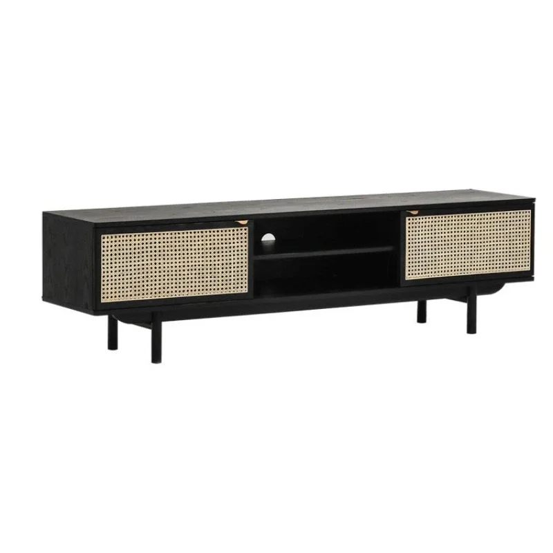

Nordic rattan living room medieval and retro storage floor cabinet, rattan audio-visual storage cabinet