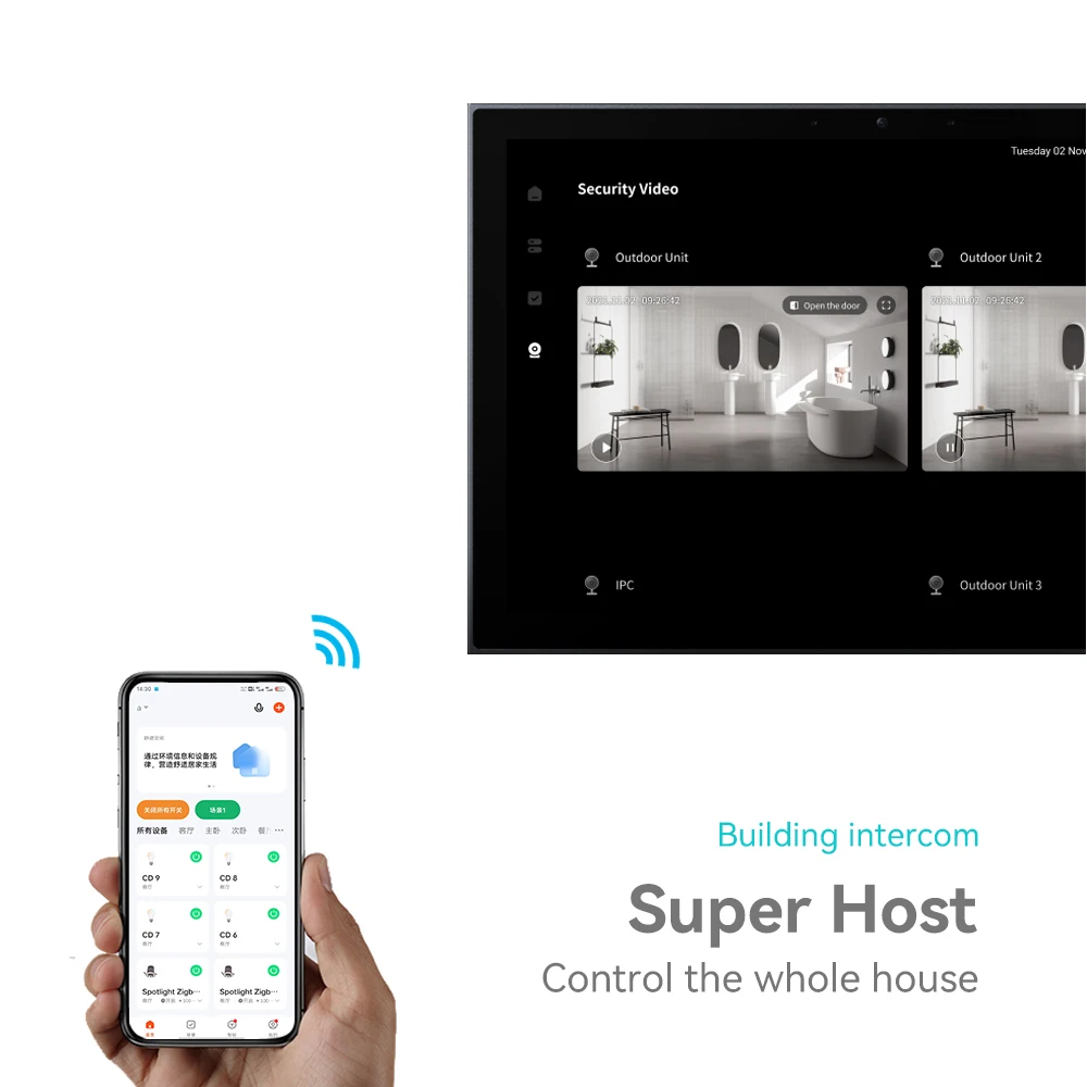 Système de maison intelligente avec caméra, écran mobile 10 pouces, stéroïdes E, passerelle WiFi, panneau de commande central Tuya, nouveauté 2023