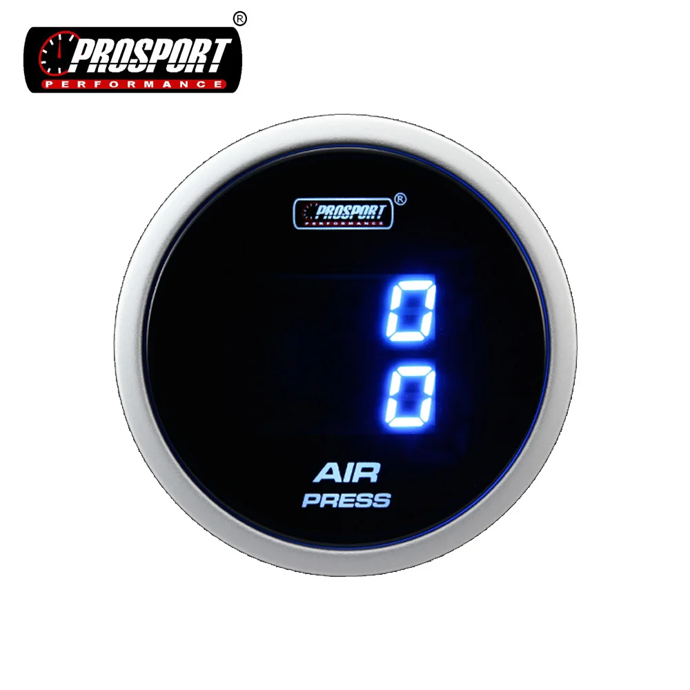 New Prosport 52mm Digital Air Suspension Gauge with Electronic Sensor Aluminum Blue Display 12V Cars