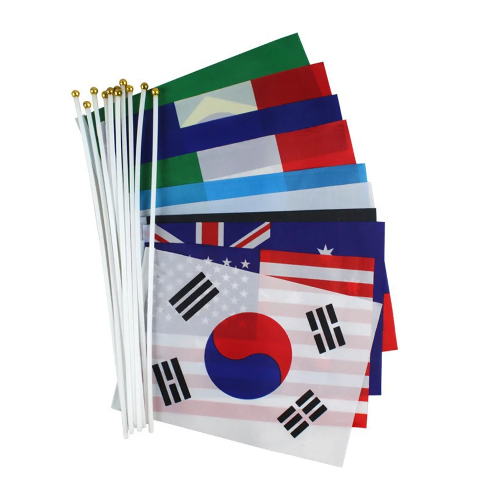 50pcs Handheld Mini National Flag On Stick International World Country Stick Flags Banners for Bar Party Decoration (50 Countrie