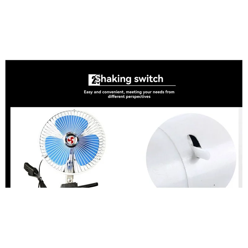 Für Auto-LKW-kompatibel, 8 Zoll, 12 V, tragbarer Lüfter, Sommer, automatischer kleiner Lüfter mit Clip 180 °   Sway geräuscharmer Luftkühler