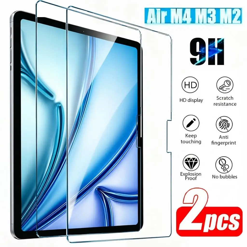 2 Stück für iPad 7 8 9 10 11. Generation Mini 6 7 Air 4 5 6 7 Gehärtetes Glas Displayschutzfolie für Pro 12.9 13 2018 2020 2021 2022 2024 Film