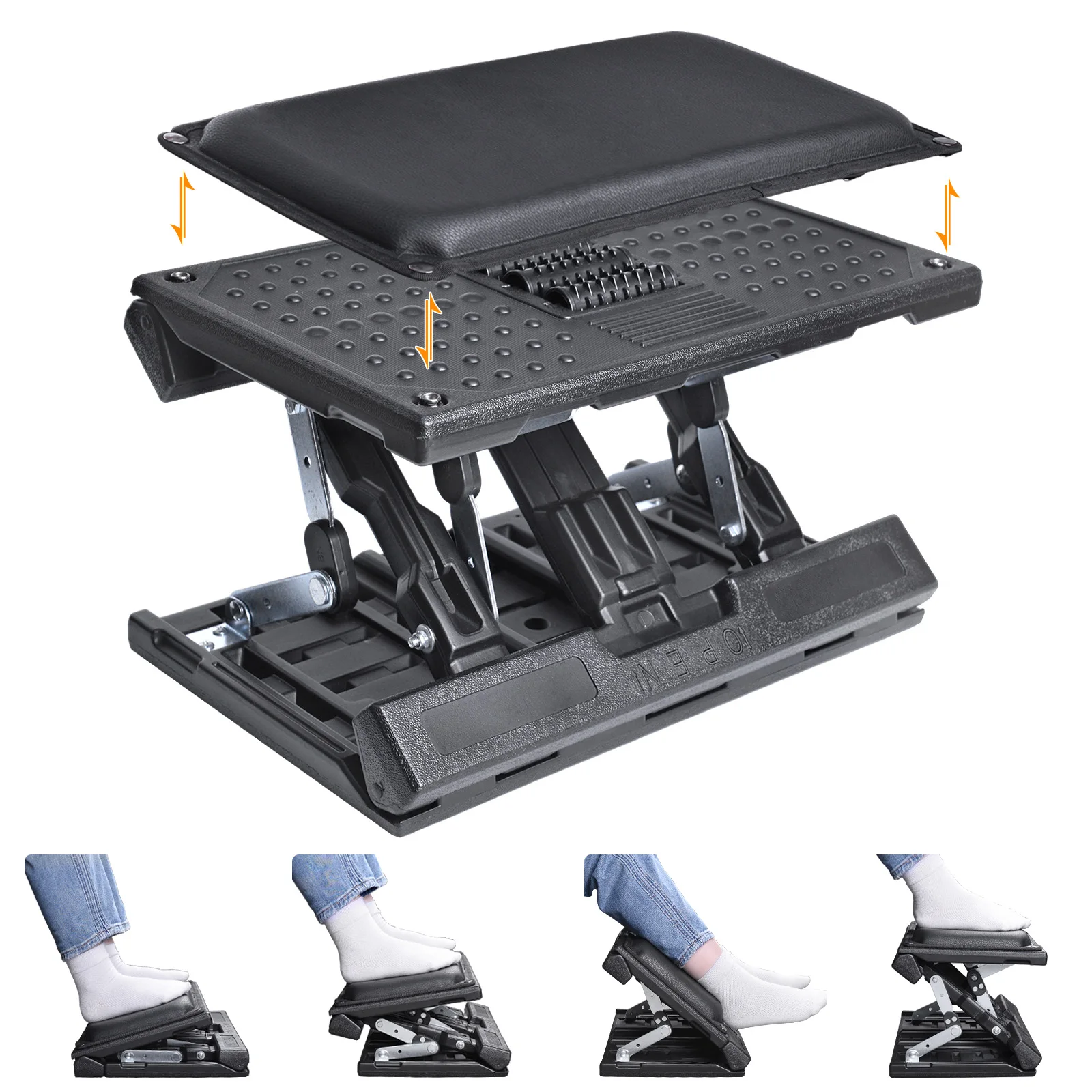 Scalebeard Under Desk Foot Rest at Work Height Adjustable Infinite Angle Ergonomic Foldable Footrest for Office Gaming
