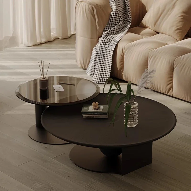 Mesita para café de sala de estar de madera, libros para dormitorio, mesa auxiliar estética redonda de diseñador nórdico, muebles únicos minimalistas para el hogar