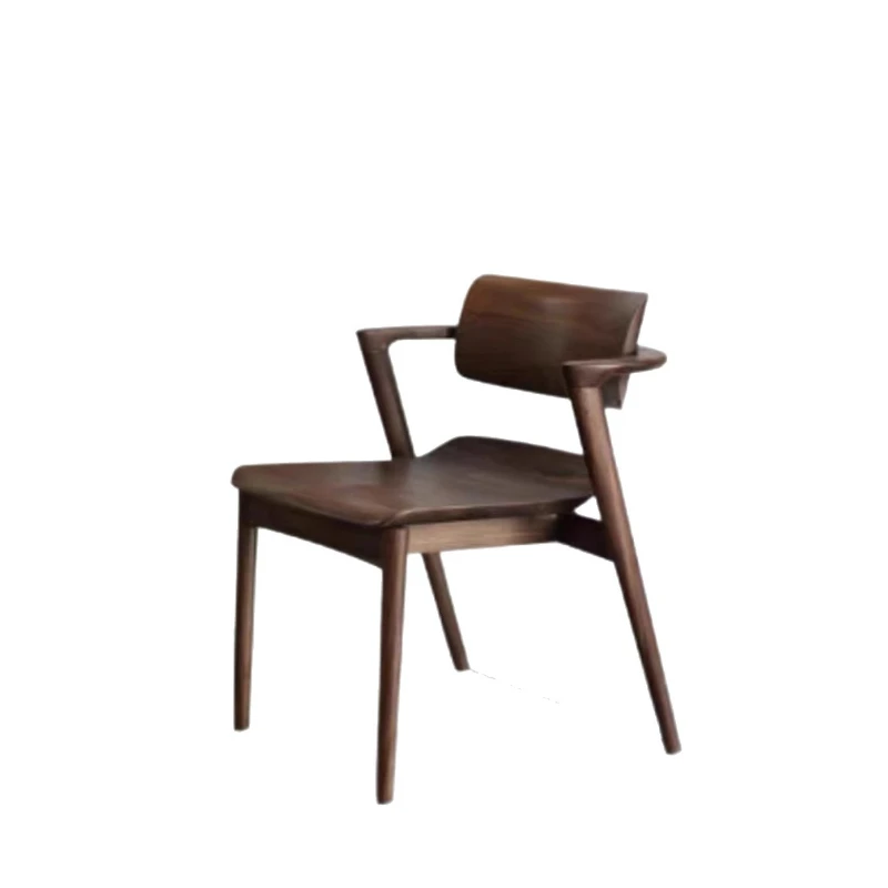 

Solid wood dining chair household North American black walnut log retro leisure chair