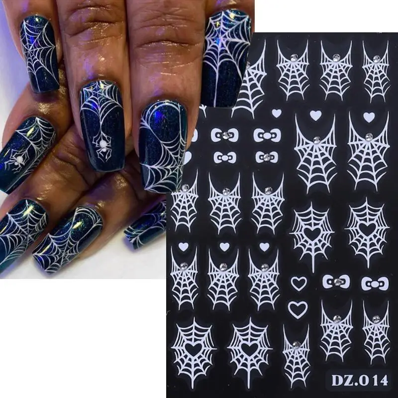 

1/4 Pcs Halloween Nail Stickers Cute Spider Nail Slide Decals Nail Supplies Manicure Decoration