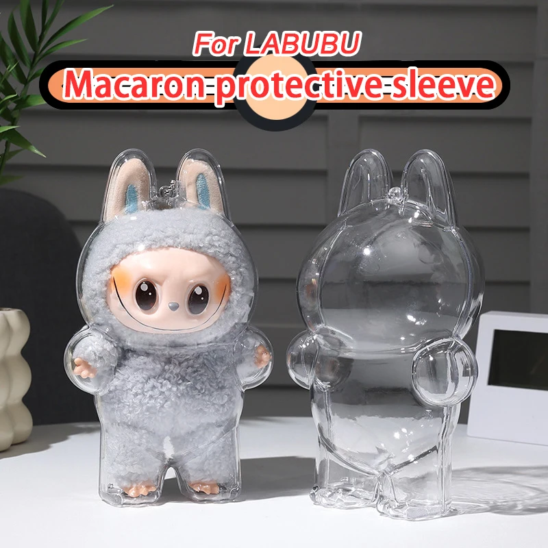 Labubu-Protecteur de stockage de monstres, boîte d'affichage, poupées en peluche macaron, étui anti-poussière transparent, housse de protection, cadeaux pour enfants, nouveau produit