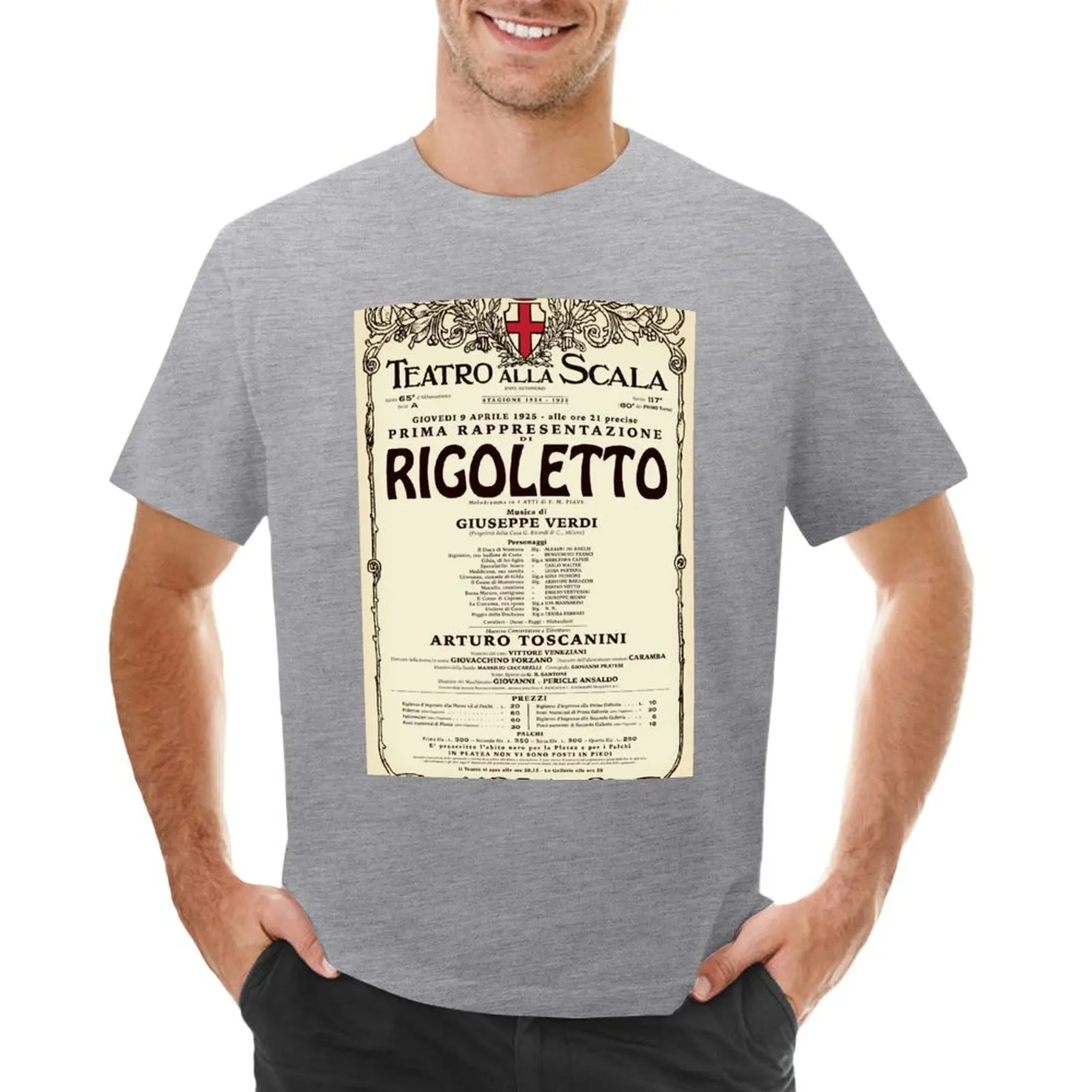 Vintage-Style La Scala Rigoletto Opera Poster T-shirt cute tops summer clothes plain t shirts men