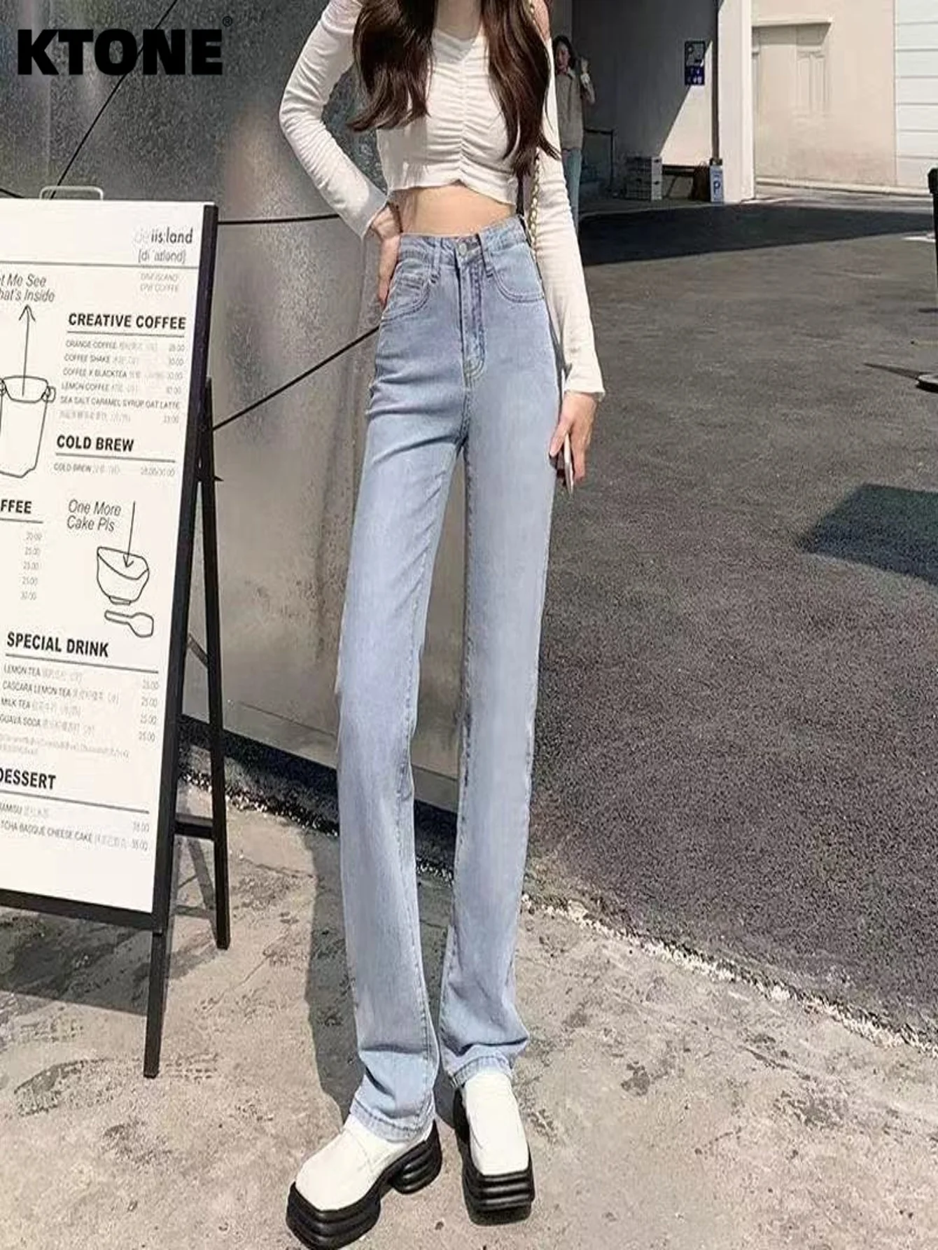 

Men's Slim Tight Blue Jeans Y2k Clothes Drip Trend Unisex Casual Pants No accessories or belts included