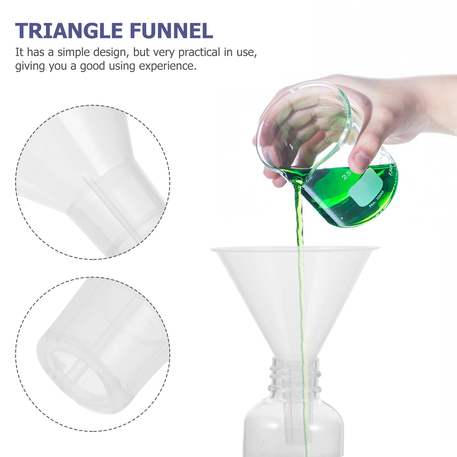 

15 Pcs Plastic Funnel Glass Suppression Thin Triangle Laboratory Small Filling Bottle for Liquid Transfer