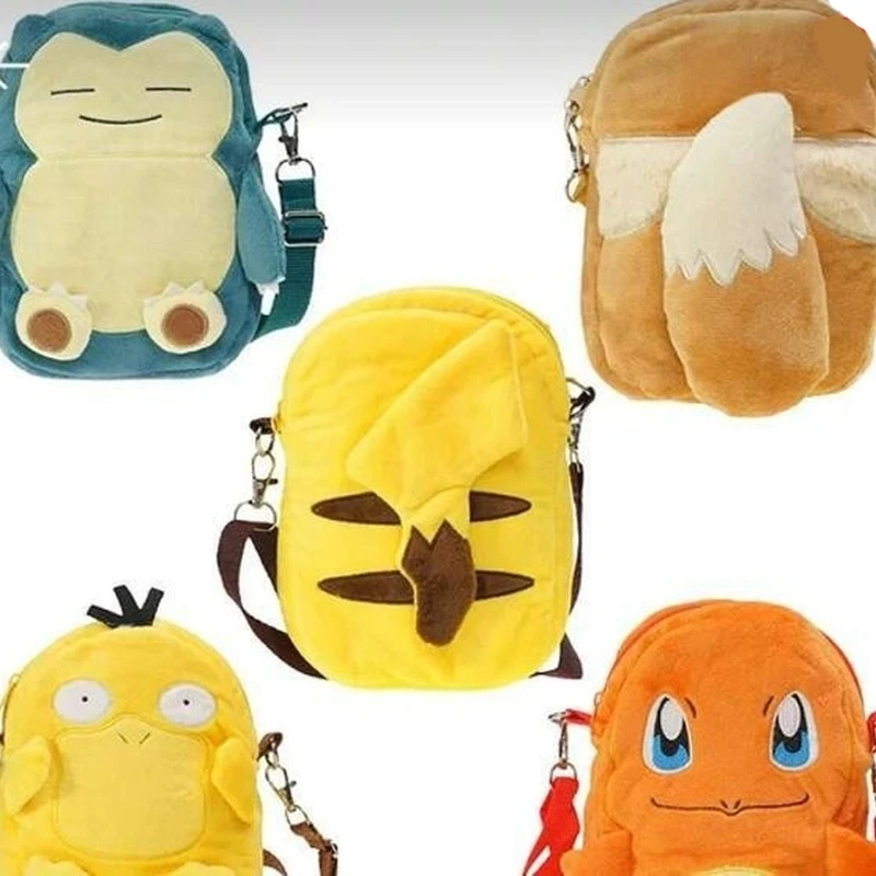 Rowlet Lucario Snorlax Eevee Mimikyu Psyduck Charmander Plush Backpack Pokemon Plush Toy Cute Anime Toy For Kids Birthday Gift