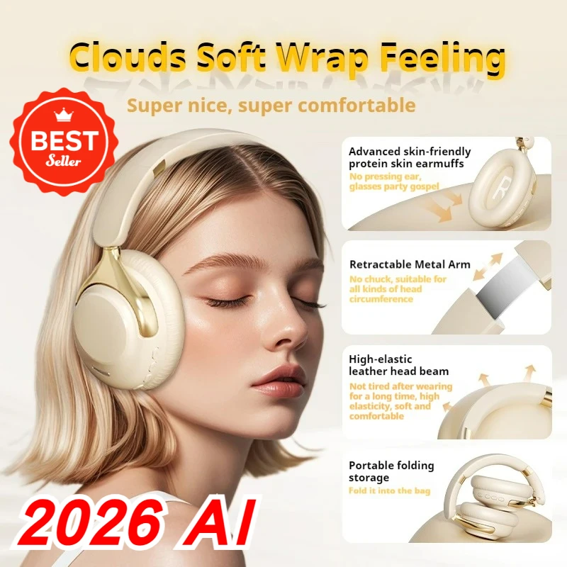 سماعات أذن للألعاب عالية الجودة 2026 ANC بطارية 100H سماعات رأس لاسلكية ترجمة AI تستخدم الصوت المحيطي