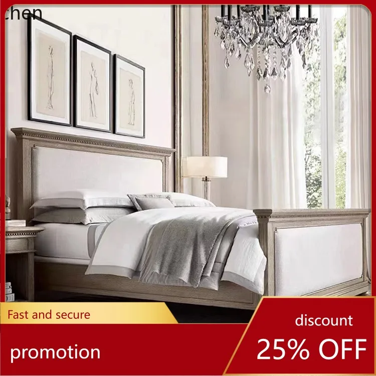 

ZML Solid Wood Bed Double Master Bedroom Wedding Bed Furniture Supplies