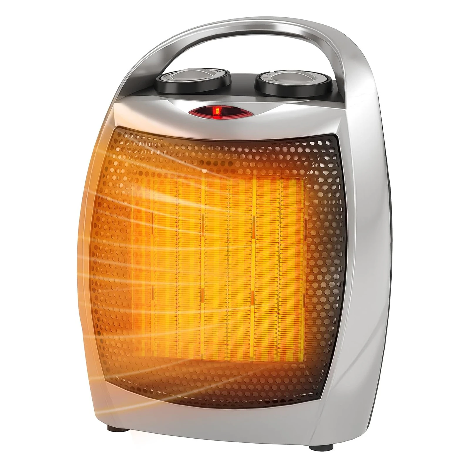 

Portable Ceramic Heater & Fan 1500W/750W Thermostat Safe Quiet Heating&Cooling for Rooms up to 200Sq Ft for Office Desk Bedroom