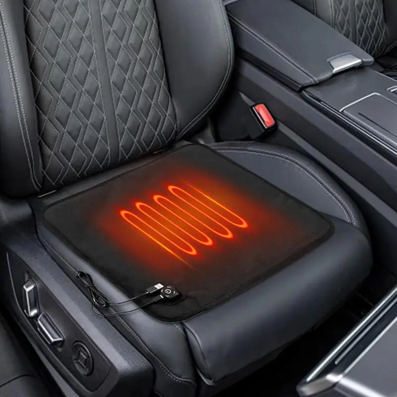 Cojines de asiento calefactables para invierno, almohadillas térmicas portátiles recargables por USB para silla de oficina, asientos calefactables universales para coche, calentamiento rápido